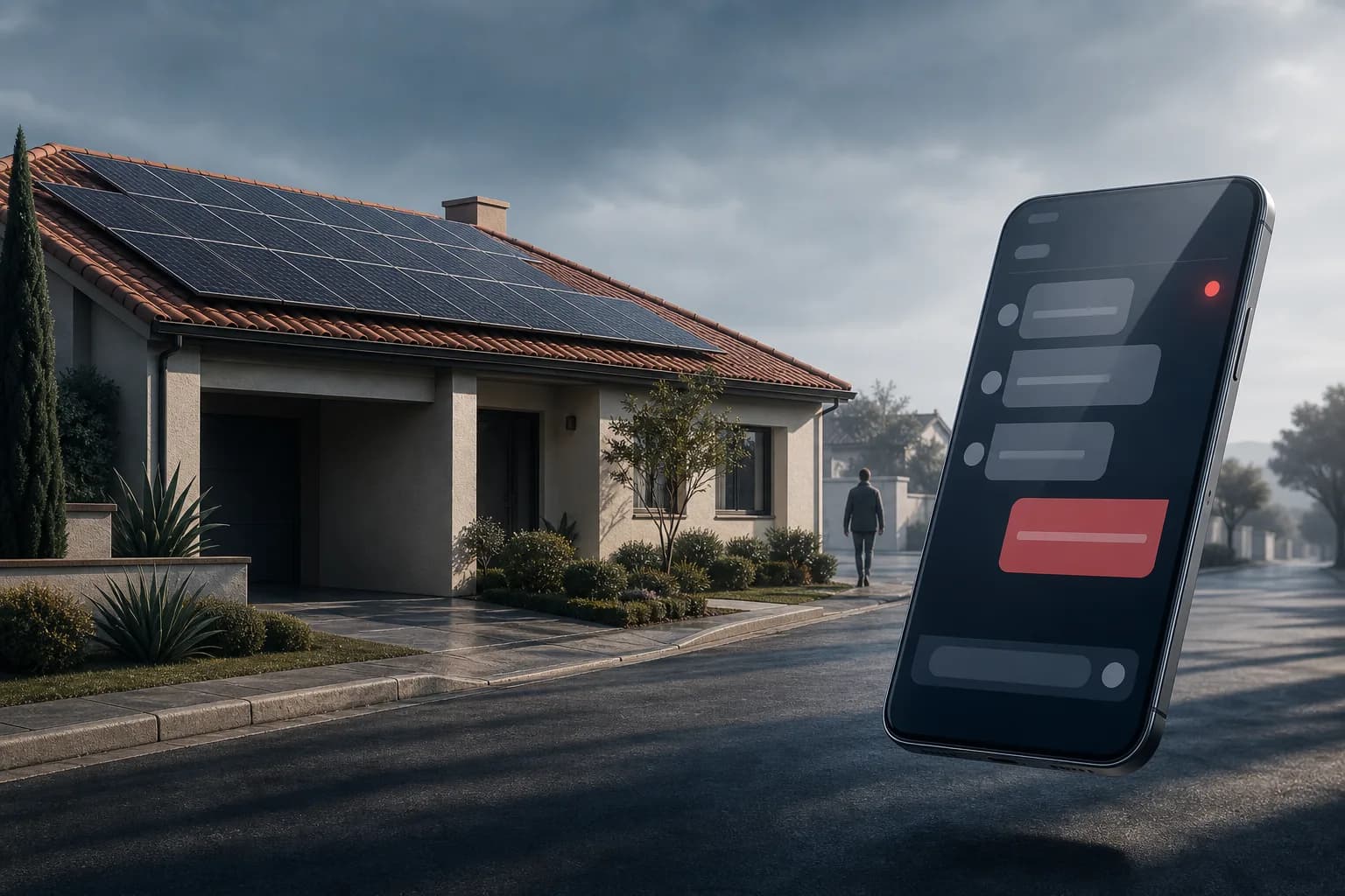 Casa com energia solar e um WhatsApp cheio de mensagens sem resposta — o lead acaba indo embora
